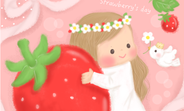 イラスト 子供イラスト MediBang いちご イチゴ 苺 いちごの日 かわいいイラスト 絵本 ほんわかイラスト