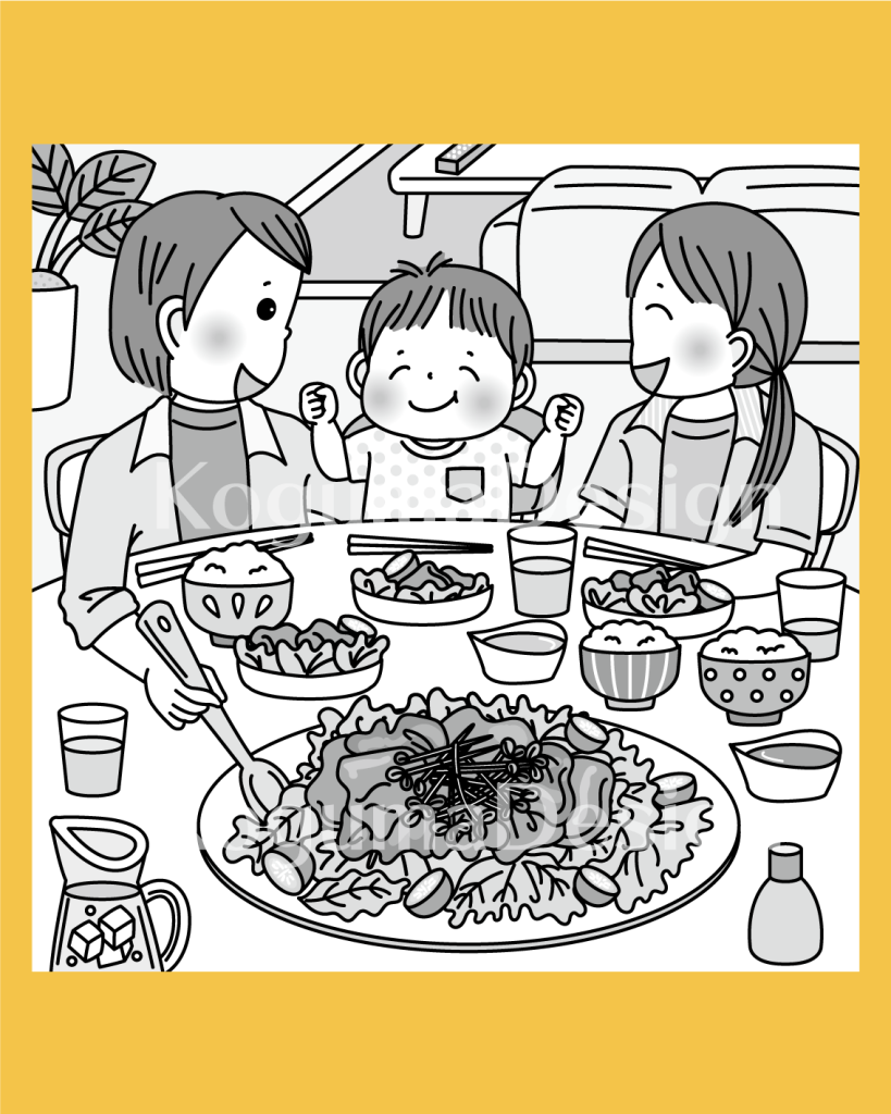 まちがいさがし 挿絵 パズル誌 イラスト 子供イラスト 絵本 児童書 保育 子供 晋遊舎 動物イラスト 子供イラスト 家族イラスト しゃぶしゃぶ 食べ物イラスト