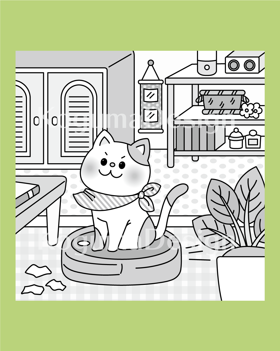 まちがいさがし 挿絵 パズル誌 イラスト 子供イラスト 絵本 児童書 保育 子供 晋遊舎 動物イラスト 子供イラスト ねこ 猫 ロボット掃除機