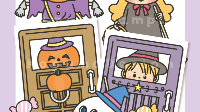 とんとんとんどなたです ハロウィン かぼちゃ ジャックオーランタン 狼男 おばけ ゴースト 魔女 キャンディー パネルシアター スケッチブックシアター ペープサート 織姫 彦星 ほいくis 保育イラスト アキタヒロミ 子供 イラスト 育児 保育 知育 保育雑誌 保育園製作 保育士 保育学生 無料ダウンロード イラスト素材 知育教材 保育教材 知育素材