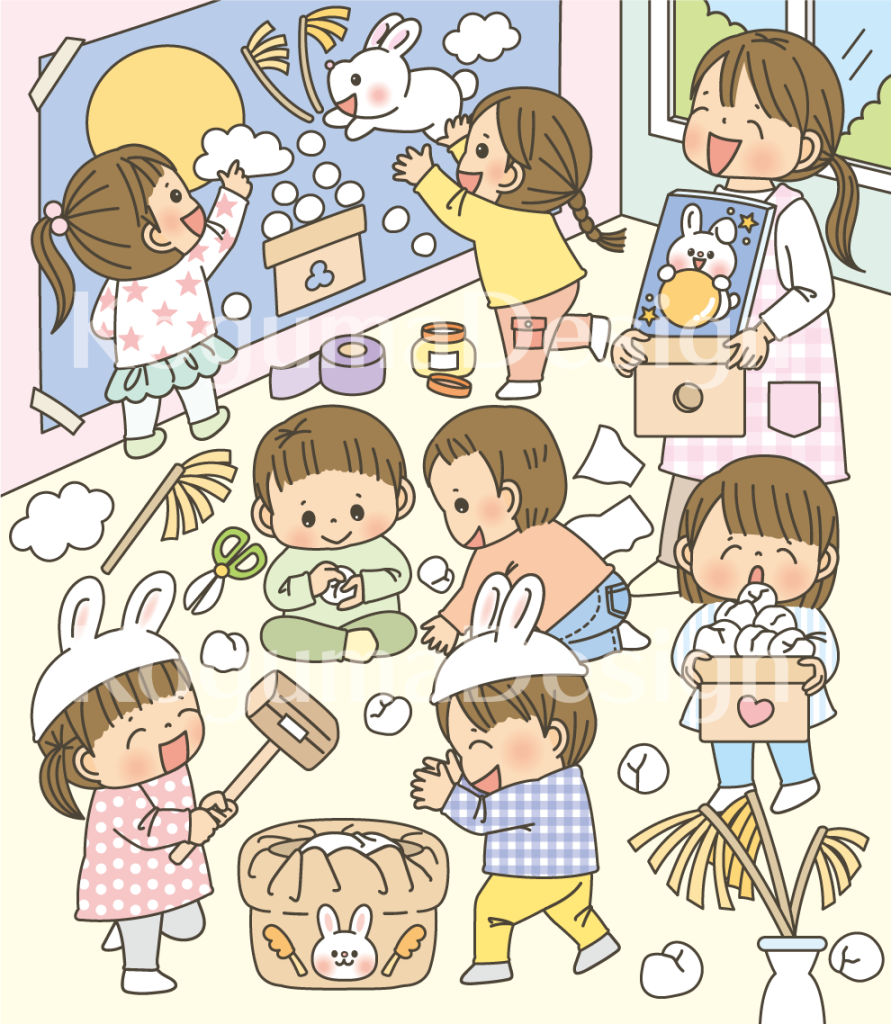 まちがいさがし 挿絵 パズル誌 イラスト 子供イラスト 絵本 児童書 保育 子供 マガジン・マガジン 動物イラスト 保育園 保育士 保育園行事 保育園製作 秋のイラスト 秋 十五夜 月見