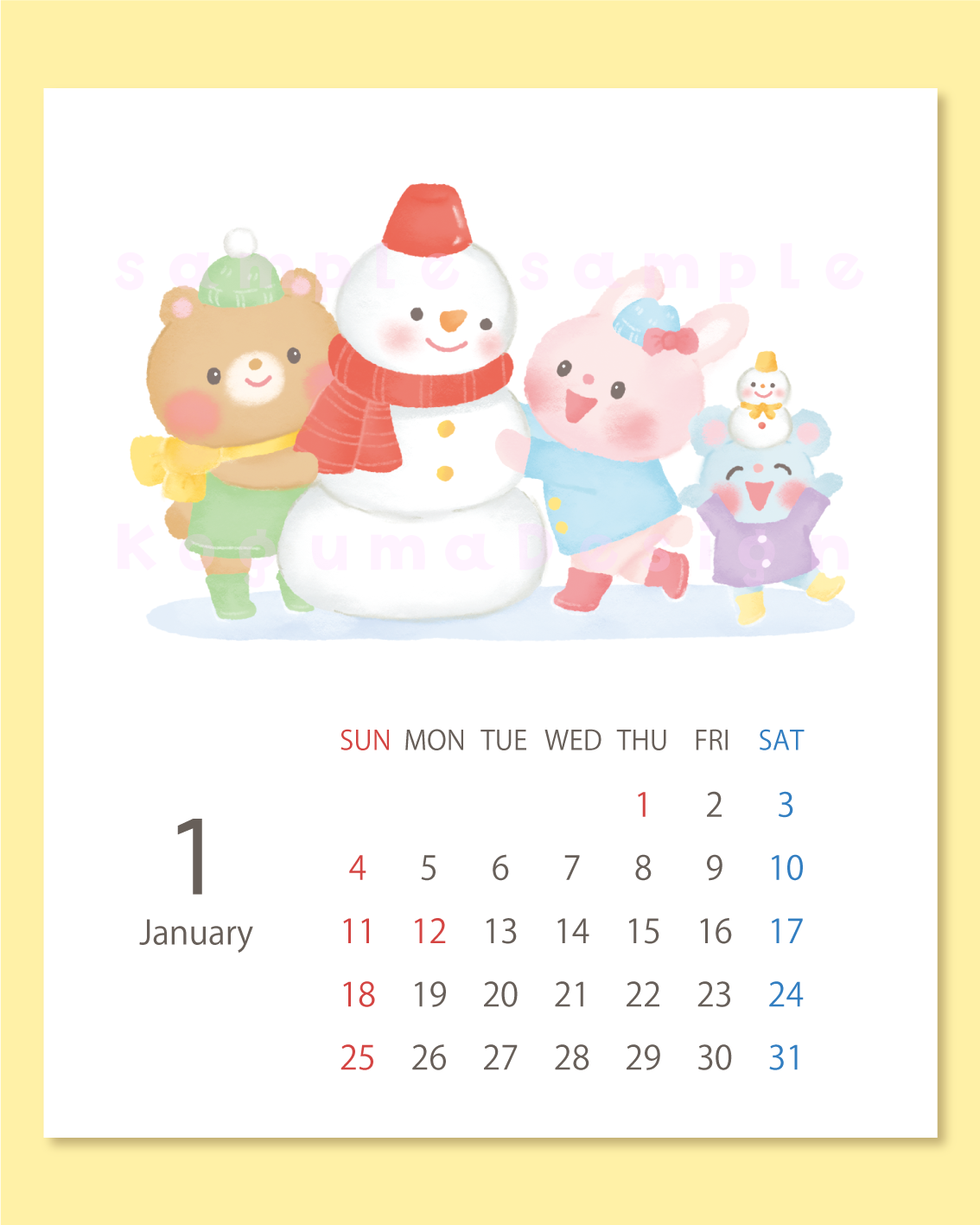 カレンダー 2026年カレンダー オリジナルイラストカレンダー イラスト 子供イラスト 絵本 児童書 保育 子供 動物イラスト 保育園 インテリア プレゼント Procreate イラストレーター