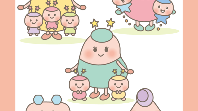 キャラクター キャラクターデザイン 双子 三つ子 多胎 多胎妊娠 多胎育児 アプリ moms pono ママ パパ イラスト イラストレーター