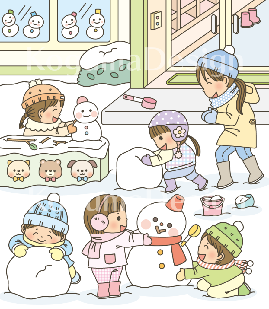 まちがいさがし 挿絵 パズル誌 イラスト 子供イラスト 絵本 児童書 保育 子供 マガジン・マガジン 動物イラスト 保育園 保育士 保育園行事 保育園製作 雪 雪遊び 冬のイラスト 雪だるま