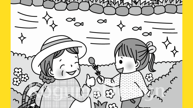 まちがいさがし 挿絵 パズル誌 イラスト 子供イラスト 絵本 児童書 保育 子供 晋遊舎 動物イラスト 子供イラスト 春のイラスト つくし 祖母 孫