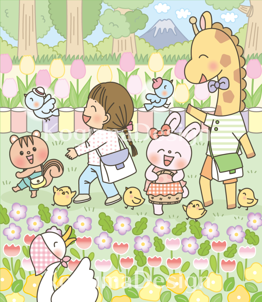 まちがいさがし 挿絵 パズル誌 イラスト 子供イラスト 絵本 児童書 保育 子供 マガジン・マガジン 動物イラスト 春イラスト 花イラスト