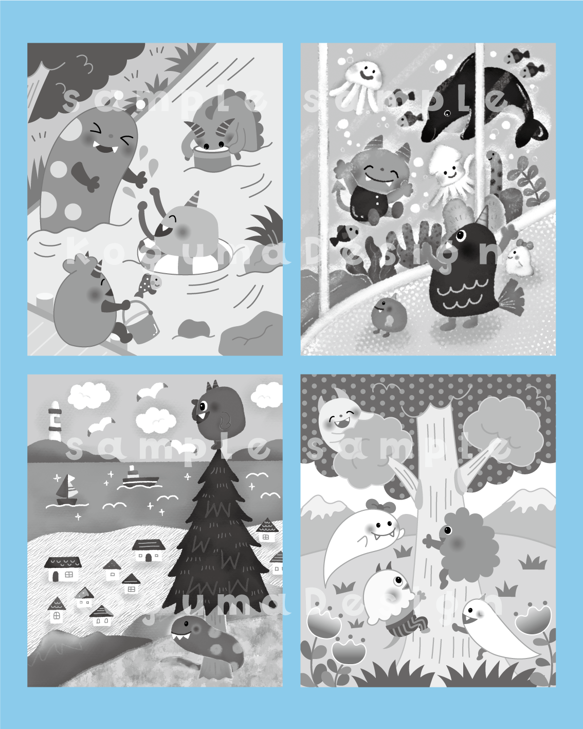 まちがいさがし 挿絵 パズル誌 イラスト 子供イラスト 絵本 児童書 保育 子供 動物イラスト 保育園 保育士 モンスター 怪物 海外出版 台湾