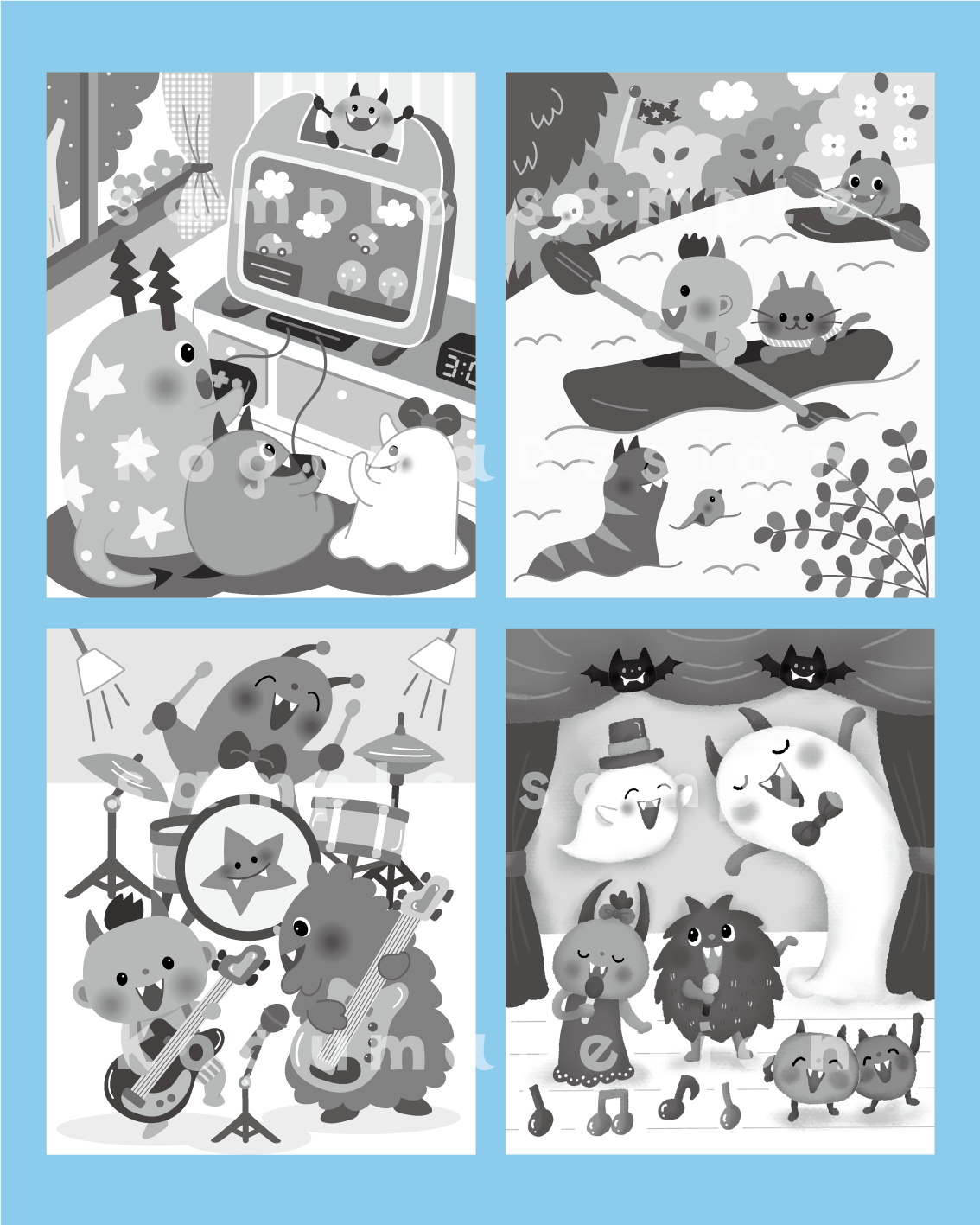まちがいさがし 挿絵 パズル誌 イラスト 子供イラスト 絵本 児童書 保育 子供 動物イラスト 保育園 保育士 モンスター 怪物 海外出版 台湾