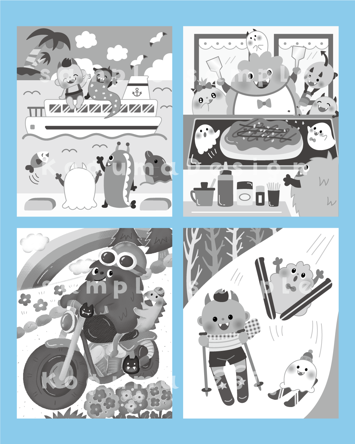 まちがいさがし 挿絵 パズル誌 イラスト 子供イラスト 絵本 児童書 保育 子供 動物イラスト 保育園 保育士 モンスター 怪物 海外出版 台湾
