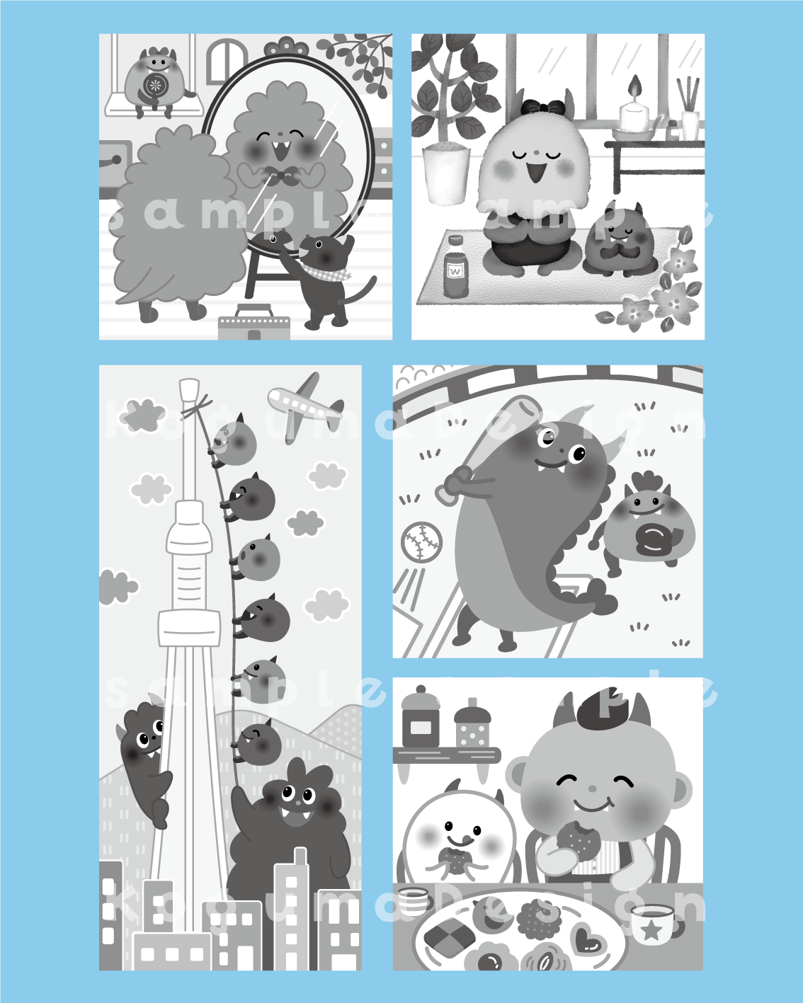 まちがいさがし 挿絵 パズル誌 イラスト 子供イラスト 絵本 児童書 保育 子供 動物イラスト 保育園 保育士 モンスター 怪物 海外出版 台湾